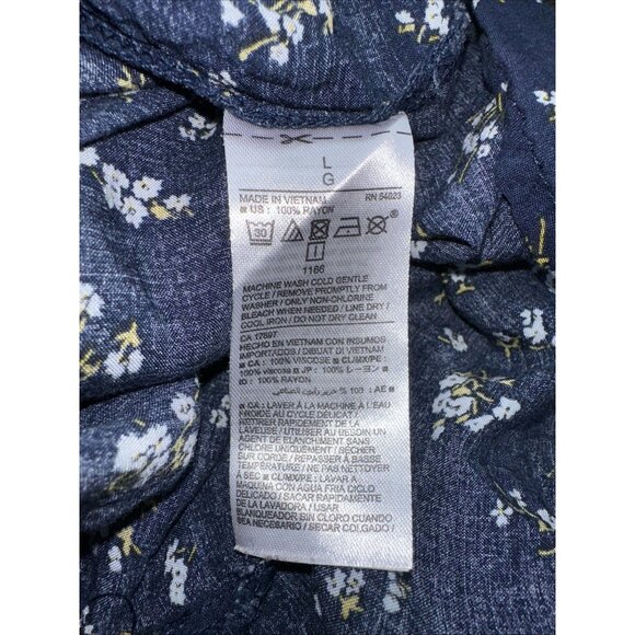 Old Navy Navy Yellow Ditsy Floral Peasant Blouse Large Boho Cottagecore - Picture 13 of 14